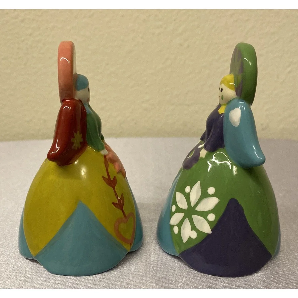 World Market Salt & Pepper Shakers Folkloric Colorful Angels Figurines